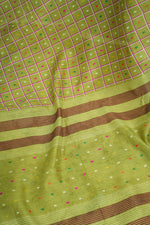 Thumbnail for Vastranavya Mehendi Digital Printed Linen Ready To Wear Designer Saree with Unstitched Blouse - Distacart