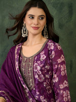 Thumbnail for The52 Women's Beautiful Embroidery Work Chinon silk Fabric Straight Kurta Pant and Dupatta Set - Distacart