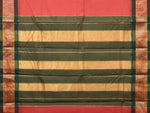 Thumbnail for Peach and Green Bamboo Cotton Plain Saree with Strips Pallu Design No Blouse - Global Threads - Distacart
