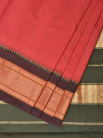Thumbnail for Peach and Green Bamboo Cotton Plain Saree with Strips Pallu Design No Blouse - Global Threads - Distacart