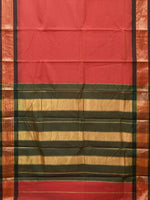Thumbnail for Peach and Green Bamboo Cotton Plain Saree with Strips Pallu Design No Blouse - Global Threads - Distacart