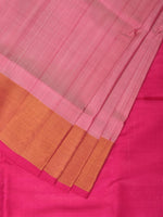 Thumbnail for Peach and Pink Uppada Silk Handloom Plain Saree with Contrast Pallu Design - Global Threads - Distacart
