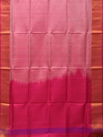 Thumbnail for Peach and Pink Uppada Silk Handloom Plain Saree with Contrast Pallu Design - Global Threads - Distacart