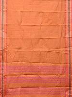 Thumbnail for Peach Bamboo Cotton Plain Saree with Border Design No Blouse - Global Threads - Distacart