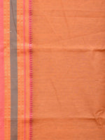 Thumbnail for Peach Bamboo Cotton Plain Saree with Border Design No Blouse - Global Threads - Distacart