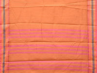 Thumbnail for Peach Bamboo Cotton Plain Saree with Border Design No Blouse - Global Threads - Distacart