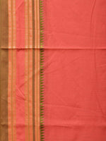 Thumbnail for Peach Bamboo Cotton Plain Saree with Strips Pallu Design No Blouse - Global Threads - Distacart