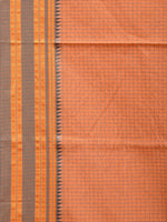 Thumbnail for Peach Bamboo Cotton Saree with Checks Design No Blouse - Global Threads - Distacart