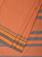 Thumbnail for Peach Bamboo Cotton Saree with Checks Design No Blouse - Global Threads - Distacart