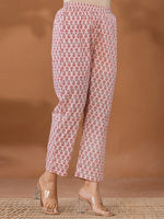 Thumbnail for Yufta Peach Cotton Anarkali Square Neck Kurta Dupatta Set