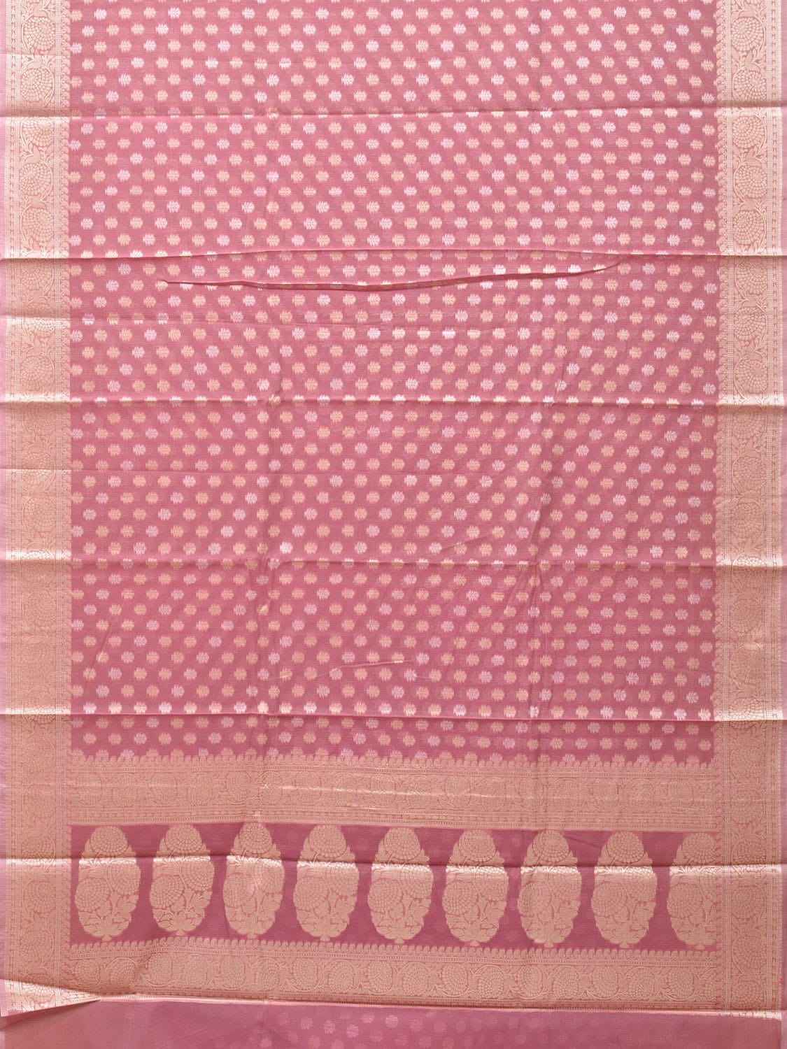 Peach Cut Work Cotton Silk Saree with All Over Banaras Design - Global Threads - Distacart