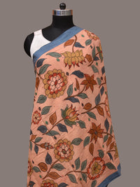Thumbnail for Peach Kalamkari Hand Painted Cotton Handloom Dupatta with Floral Design - Global Threads - Distacart
