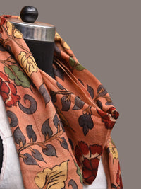 Thumbnail for Peach Kalamkari Hand Painted Sico Stole with Flowers Design - Global Threads - Distacart