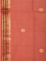 Thumbnail for Peach Khadi Cotton Handloom Saree with Buta and Dobi Border Design - Global Threads - Distacart