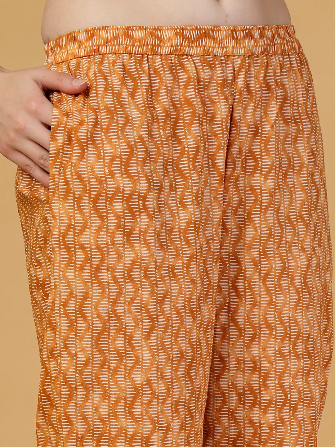 Yufta Peach Pure Cotton Kurta Dupatta Pant Set