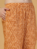 Thumbnail for Yufta Peach Pure Cotton Kurta Dupatta Pant Set