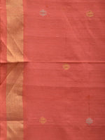 Thumbnail for Peach Uppada Cotton Handloom Saree with Jamdani Pallu Design No Blouse - Global Threads - Distacart