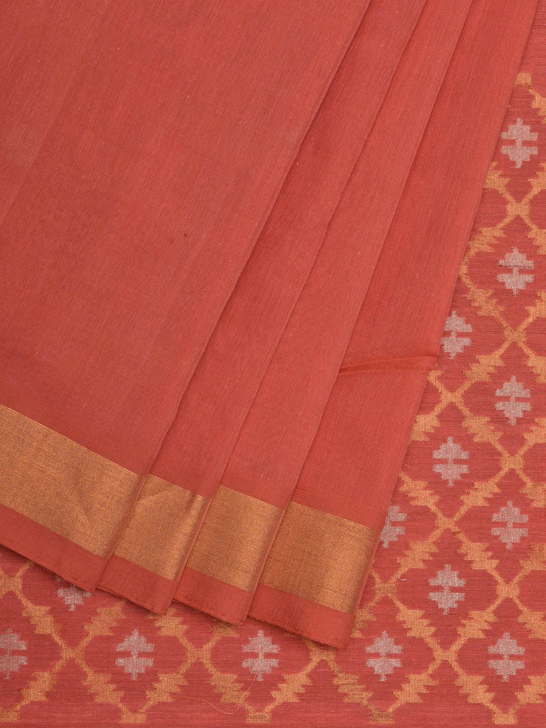 Peach Uppada Cotton Handloom Saree with Jamdani Pallu Design No Blouse - Global Threads - Distacart