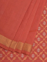 Thumbnail for Peach Uppada Cotton Handloom Saree with Jamdani Pallu Design No Blouse - Global Threads - Distacart