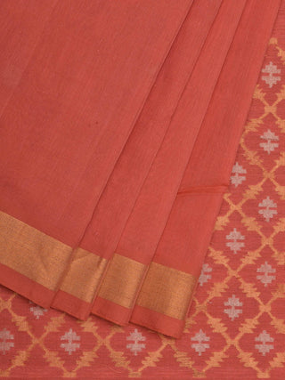 Peach Uppada Cotton Handloom Saree with Jamdani Pallu Design No Blouse - Global Threads - Distacart