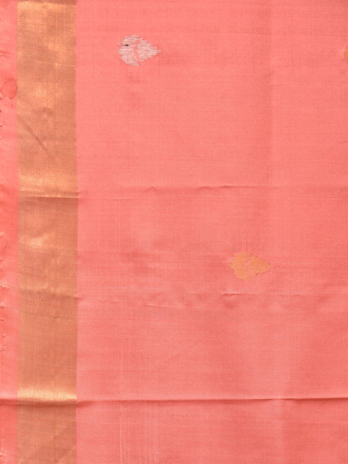 Peach Uppada Silk Handloom Saree with Birds and Floral Pallu Design - Global Threads - Distacart