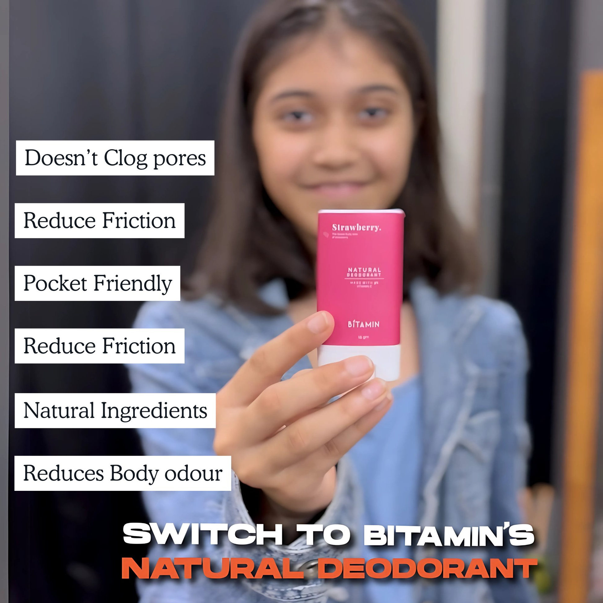 Bitamin Peach Teens Natural Deodorant Roll On Stick - Distacart