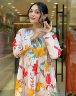 Thumbnail for The52 Peach Women's Gorgeous Cotton Fabric Printed Work Straight Kurta Pant and Dupatta Set - Distacart
