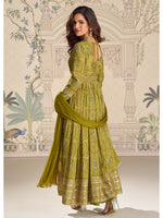 Thumbnail for Evanik Designer Chinon Silk Embroidered Work Wedding Anarkali Suit - Distacart