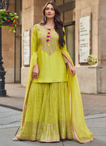 Thumbnail for Evanik Designer Faux Georgette With Embroidery Sequence Work Palazzo Wedding Collection