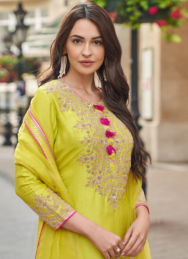 Evanik Designer Faux Georgette With Embroidery Sequence Work Palazzo Wedding Collection