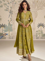 Thumbnail for Evanik Designer Chinon Silk Embroidered Work Wedding Anarkali Suit - Distacart