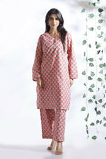 Thumbnail for Breathables Women’S Loungewear Long Kurta Co-Ord Set Cotton Pink Indian Motif Butta Print - Dista