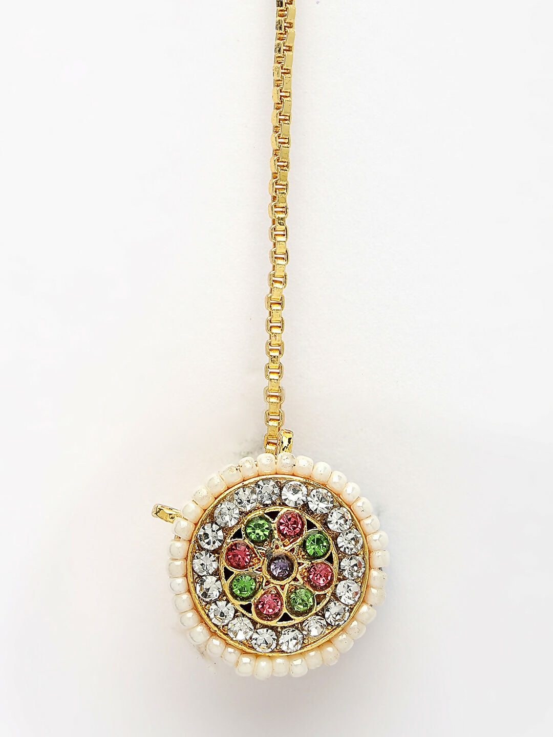 NVR Women's Multicolor CZ Stone-Studded Borla Maang Tikka - Distacart