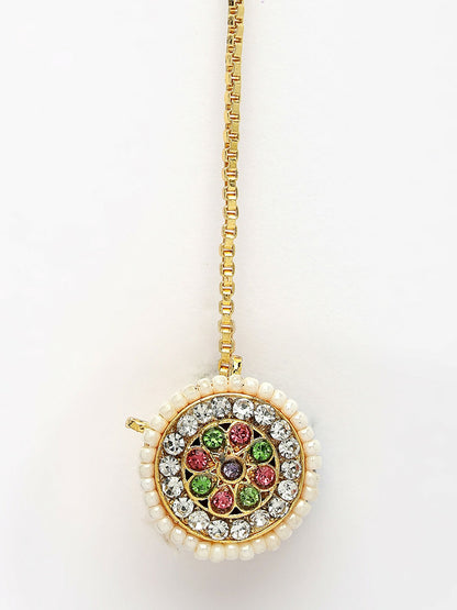 NVR Women's Multicolor CZ Stone-Studded Borla Maang Tikka - Distacart