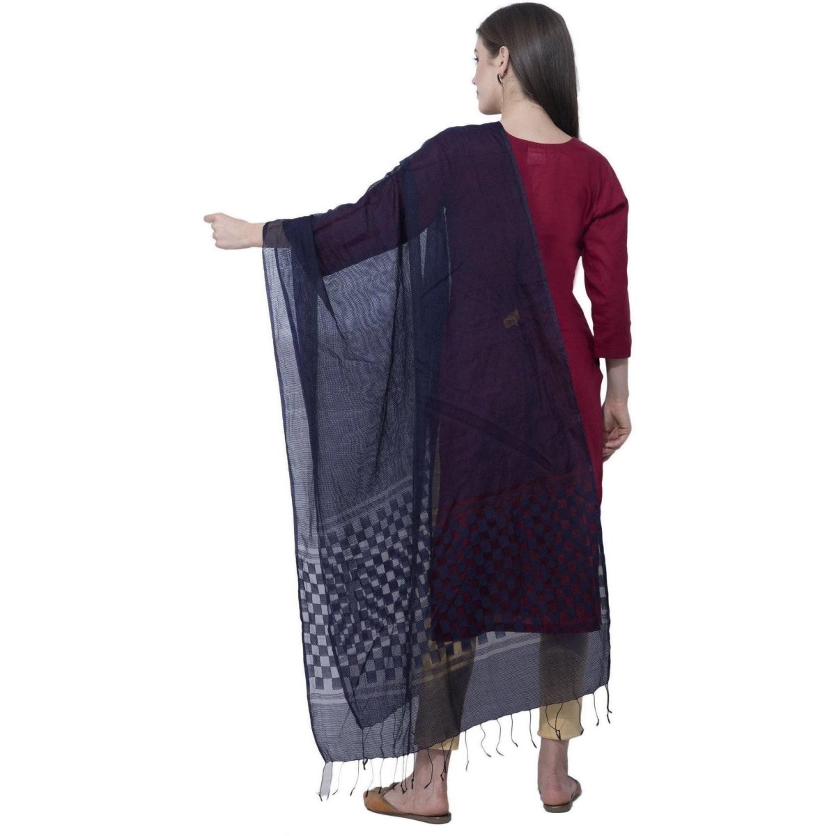 A R SILK Navy Blue Color Buta Cutting Dupattas and Chunnis