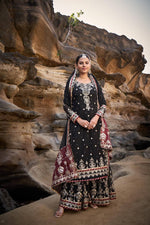 Thumbnail for Lehenga Mart Designer Black Faux Georgette Ready to wear Sharara Suit for Eid - Distacart