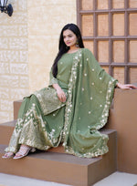 Thumbnail for Teeya Creation Mint Green Color Faux Georgette Fully Stitched Sharara Suit - Distacart