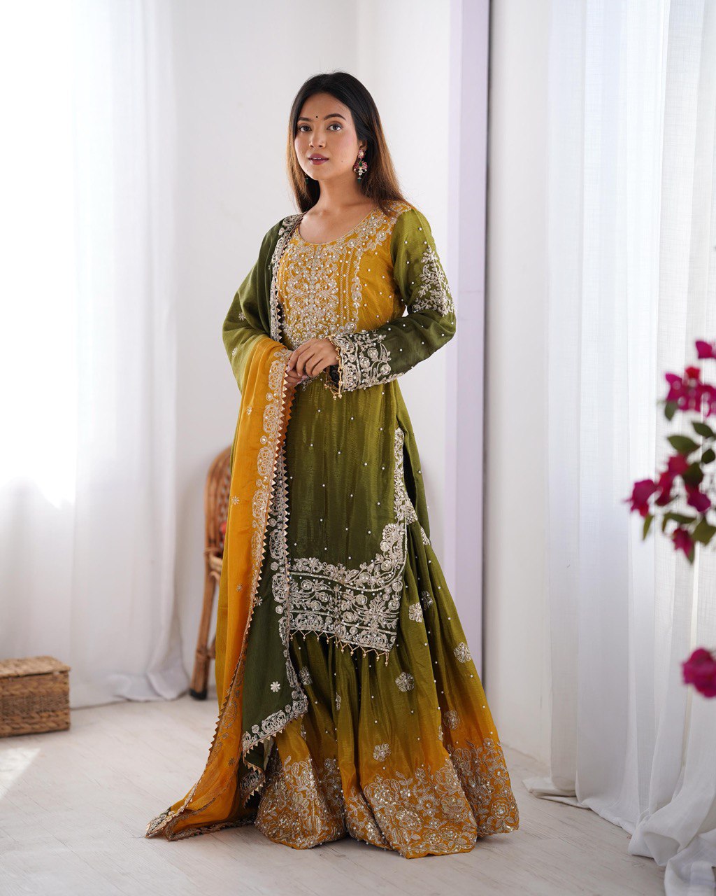 Teeya Creation Multi Color Chinon Silk Heavy Embroidery Work Pakistani Fully Stitched Salwar Suit - Distacart