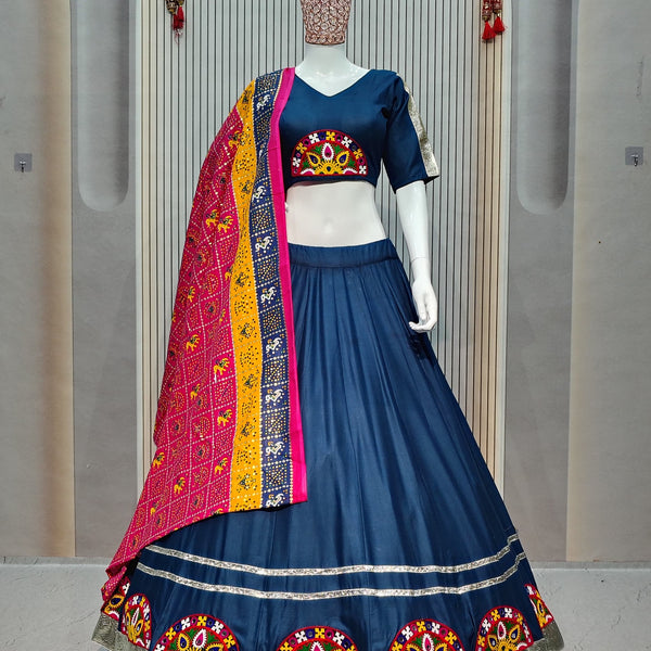 DEIANA'S Gota Patch Gamthi Work Lace Lehenga Choli - Navy Blue - Distacart