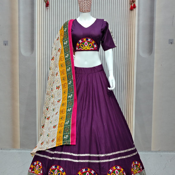 DEIANA'S Gota Patch Gamthi Work Lace Lehenga Choli - Wine