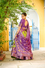 Thumbnail for DEIANA'S Jacquard With Jari Lining With Print Lehenga Choli - Mehndi