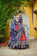 Thumbnail for DEIANA'S Jacquard With Jari Lining With Print Lehenga Choli - Red