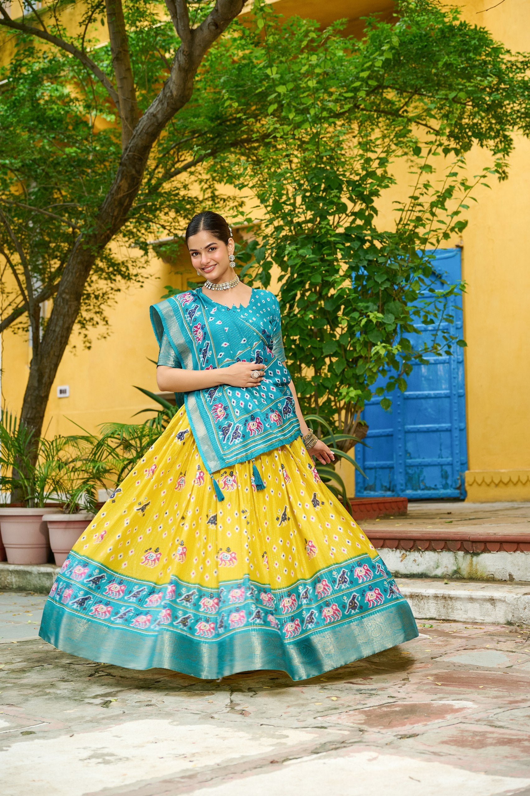 DEIANA'S Jacquard With Jari Lining With Print Lehenga Choli - Wine