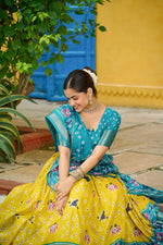 Thumbnail for DEIANA'S Jacquard With Jari Lining With Print Lehenga Choli - Wine