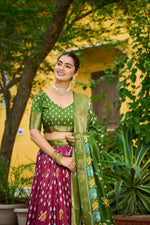 Thumbnail for DEIANA'S Jacquard With Jari Lining With Print Lehenga Choli - Yellow