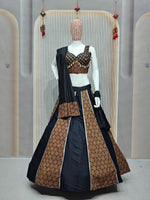 Thumbnail for DEIANA'S Ajarak Print With Kali Pattern Lehenga Choli - Black