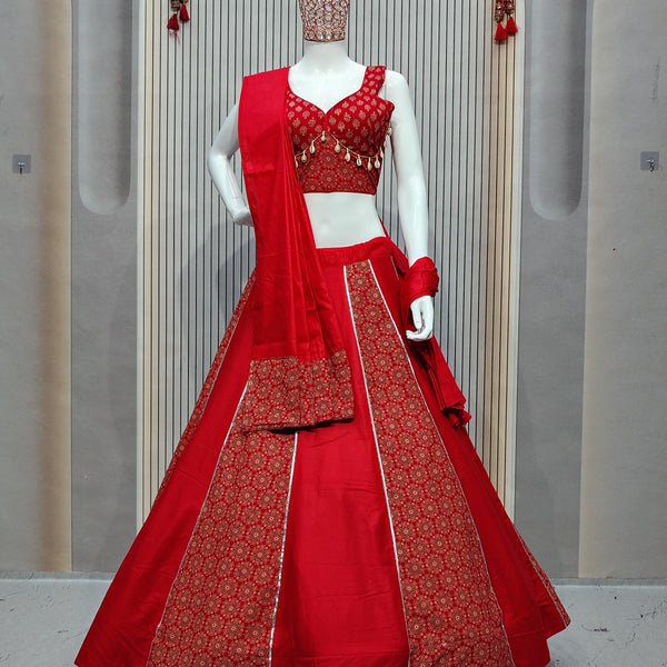 DEIANA'S Ajarak Print With Kali Pattern Lehenga Choli - Red