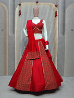 Thumbnail for DEIANA'S Ajarak Print With Kali Pattern Lehenga Choli - Red