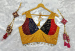 Thumbnail for DEIANA'S Gamthi Patch With Handmade Kodi Lace Lehenga Choli - Black