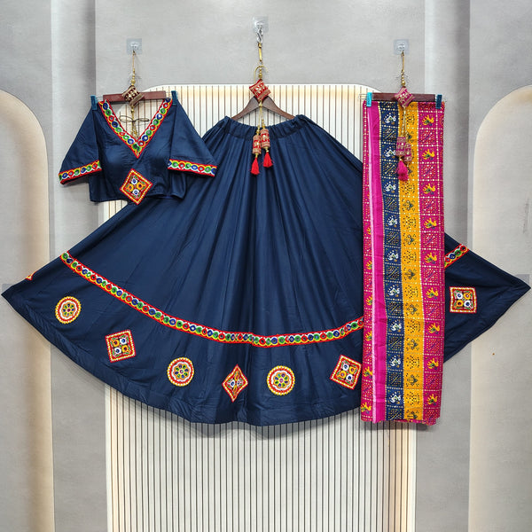 DEIANA'S Gota Patch Gamthi Work Lace Lehenga Choli - Navy Blue - Distacart